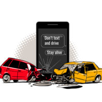 Cartoon image of two cars in crash Cartoon image of two cars in crash