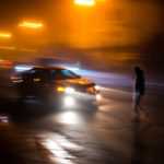A woman gets hit in accident about to happen A woman gets hit in accident about to happen