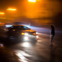 A woman gets hit in accident about to happen A woman gets hit in accident about to happen