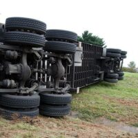 Image of an overturned commercial large truck after an accident. Burke, Schultz, Harman & Jenkinson of Martinsburg, WV can provide an experienced West Virginia truck attorney to assess damage and liability.