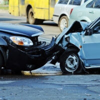 Two-car accident, signifying how a Burke, Schultz, Harman & Jenkinson WV uninsured driver accident attorney can help.