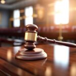 a judge's gavel on a bench in the courtroom