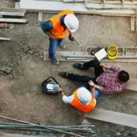 First aid in accident at a construction site