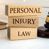 Wooden blocks stacked with text personal injury law next to a judges gavel and a book, symbolizing legal concept Wooden blocks stacked with text personal injury law next to a judges gavel and a book, symbolizing legal concept